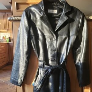 Jones New York Leather Trench Belted Coat